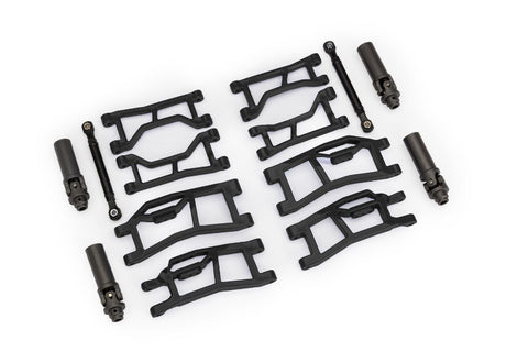 Traxxas Black HD WideMaxx Suspension Kit with enhanced suspension components for off-road RC trucks.
