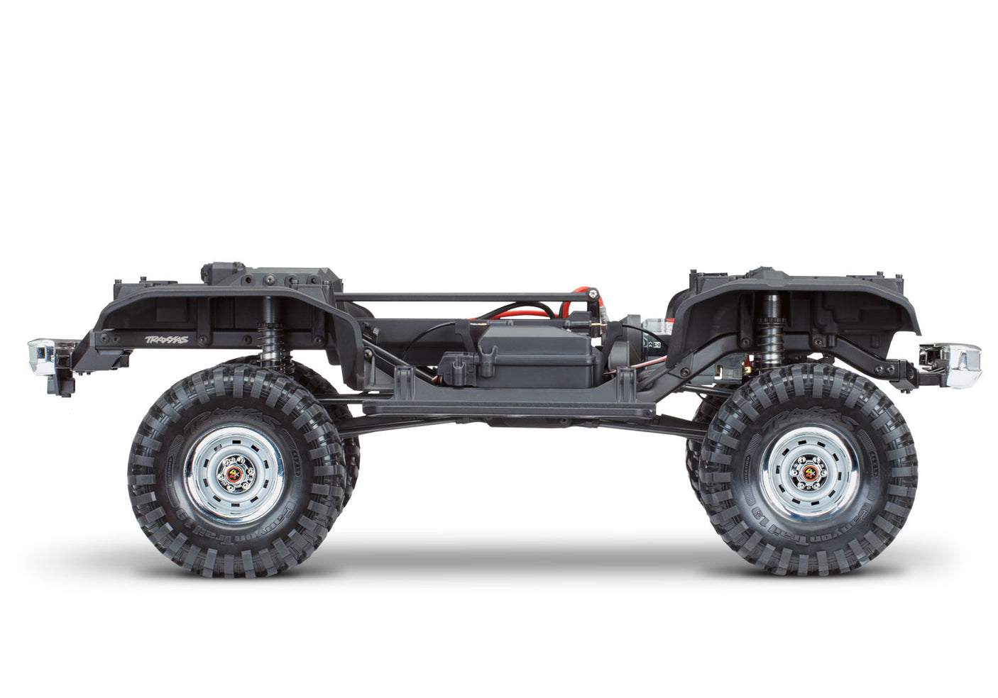 Side view of Traxxas TRX-4 1979 Chevrolet Blazer RC model showing detailed chassis and exterior design.
