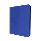 Blue BCW Z-Folio 4-pocket LX toploader binder with clear pockets for card storage and organization.