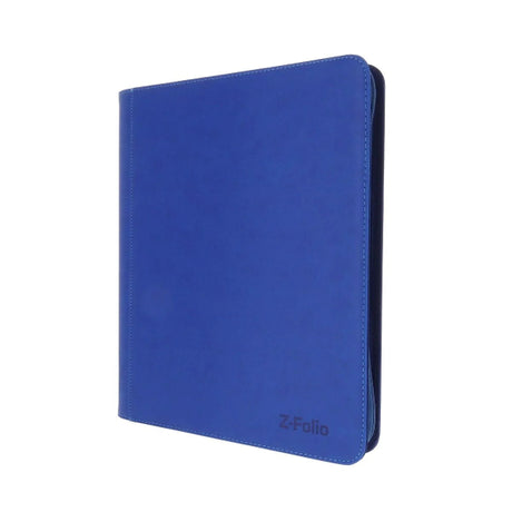 Blue BCW Z-Folio 4-pocket LX toploader binder with clear pockets for card storage and organization.