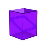 Clear Ultimate Guard Boulder 100+ deck case for card storage, featuring a purple amethyst design and secure lid.