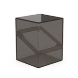 Clear onyx Ultimate Guard Boulder 100+ deck case for card storage, showing a sturdy, transparent protective card case with a secure latch.