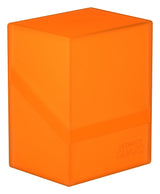 Orange Ultimate Guard Boulder 80+ deck case for card storage with durable, protective design and secure lid.