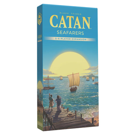 3D image of Catan Seafarers 5-6 Expansion 6th Edition box by Catan Studio, featuring colorful artwork and game components.