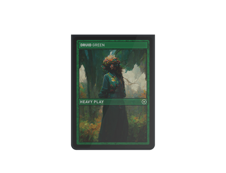 Heavy Play CURV Sleeves featuring a Druid Green design for collectible trading cards, with vibrant artwork on the front.