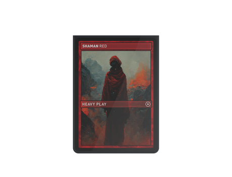 Heavy Play CURV Sleeves featuring Shaman Red collectible trading card design, transparent protective card sleeve.