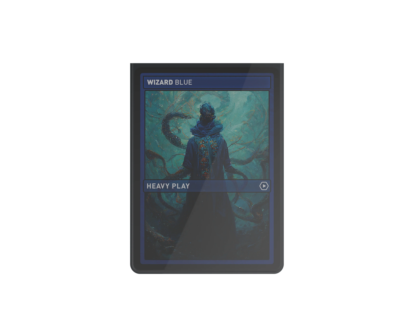 Heavy Play CURV Sleeves collectible trading card sleeves featuring a blue wizard design, front view showing the artwork.