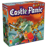 Castle Panic board game by Fireside Games featuring a colorful 3D box design with castle and game components on the cover.