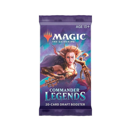 Wizards of the Coast Commander Legends Draft Booster Pack featuring fantasy-themed card artwork and booster packaging.