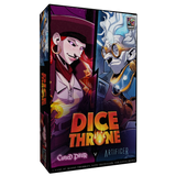Cursed Pirate and Artificer characters from Dice Throne game by Roxley, featuring detailed game miniatures and vibrant artwork.