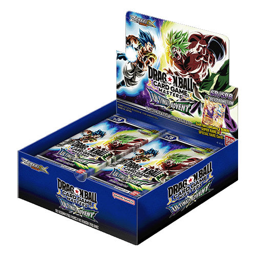Dragon Ball Super: Ultimate Advent Booster Box by Bandai, featuring colorful anime character cards from the DBS-B26 series.
