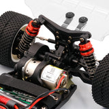 LC Racing BHC-1 1/14 scale 2WD RTR buggy, sleek black and blue RC car with detailed body and racing tires.