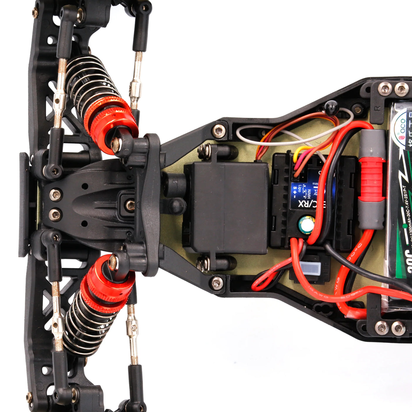 LC Racing BHC-1 1/14 scale 2WD RTR buggy with detailed chassis and colorful body, ready for off-road racing.