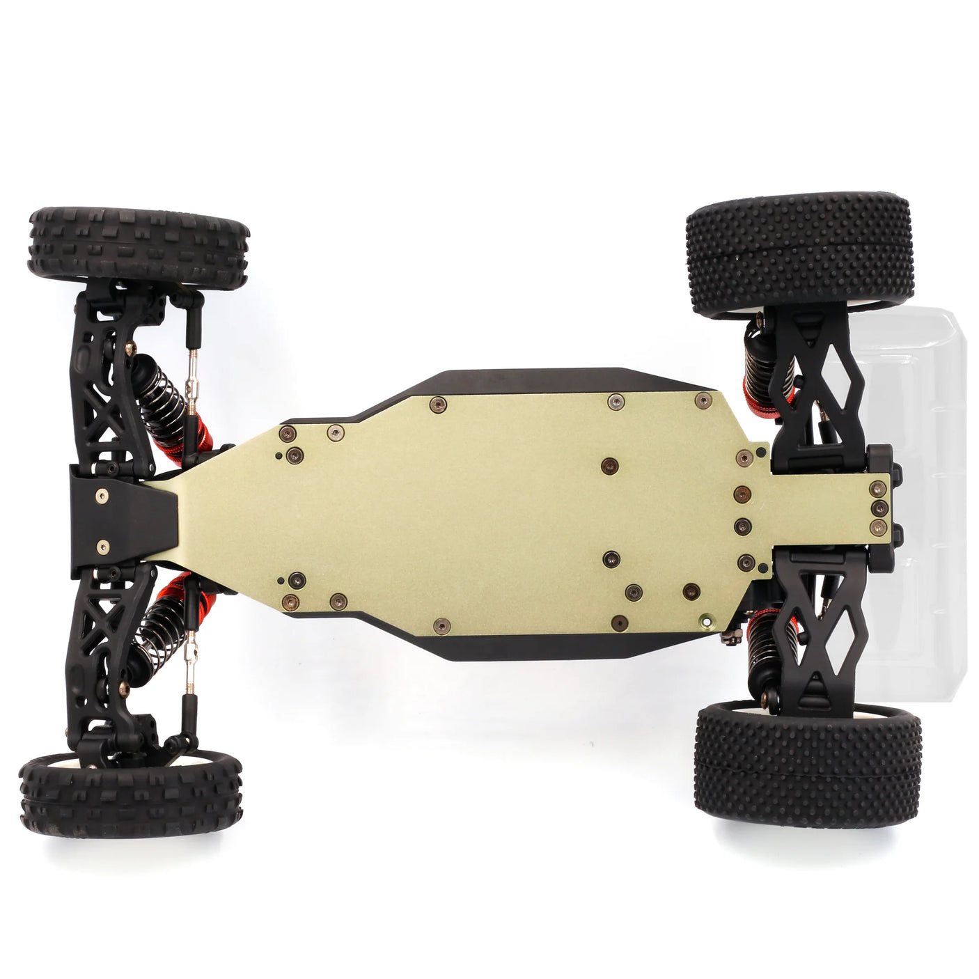 LC Racing BHC-1 1/14 2WD RTR Buggy with black and orange body, large tires, and detailed chassis visible in the image.