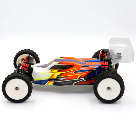 LC Racing BHC-1 1/14 scale 2WD RTR buggy with detailed chassis, tires, and vibrant orange body in a clear side view image.