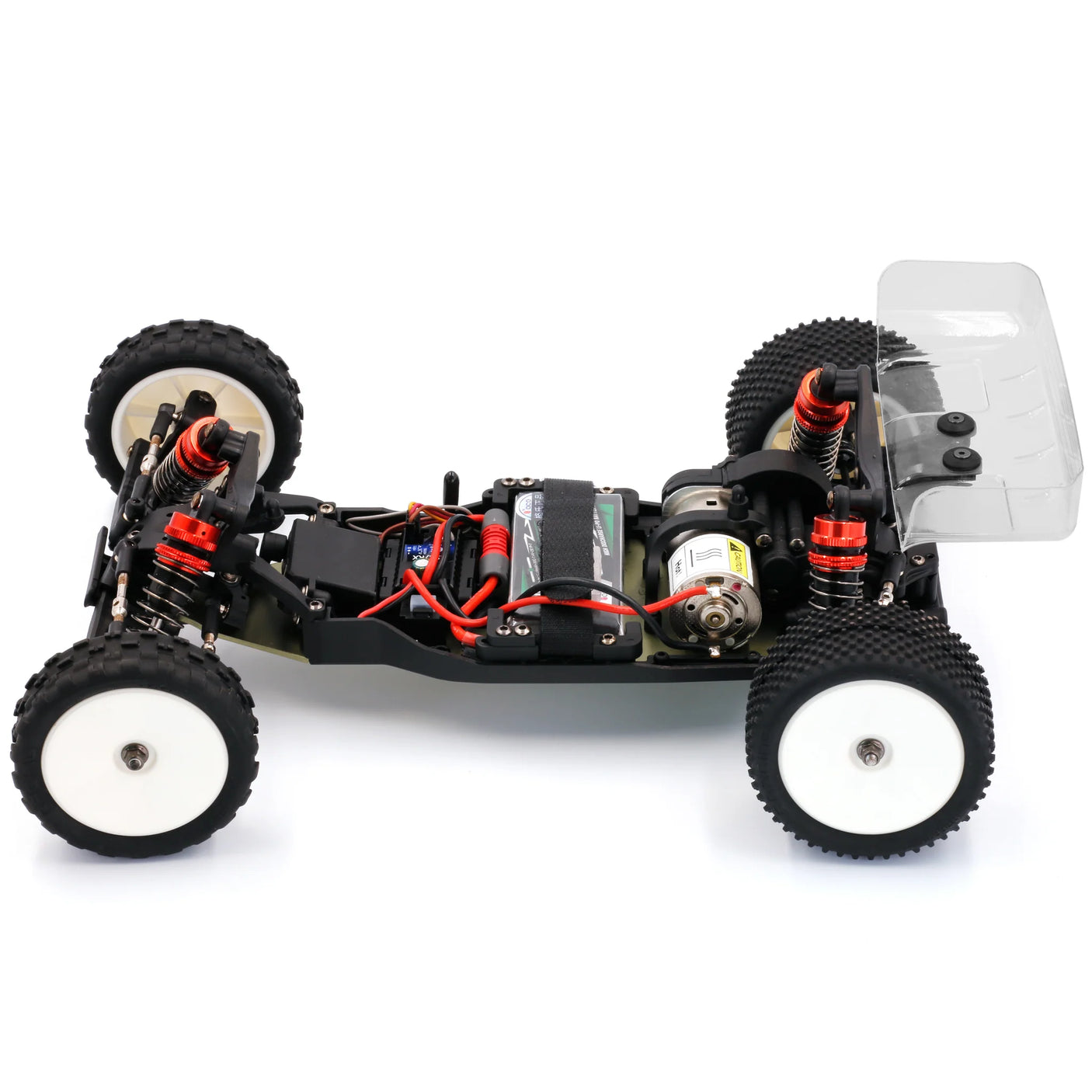 LC Racing BHC-1 1/14 scale 2WD RTR buggy, featuring a sleek black body and detailed chassis, ready for off-road racing.