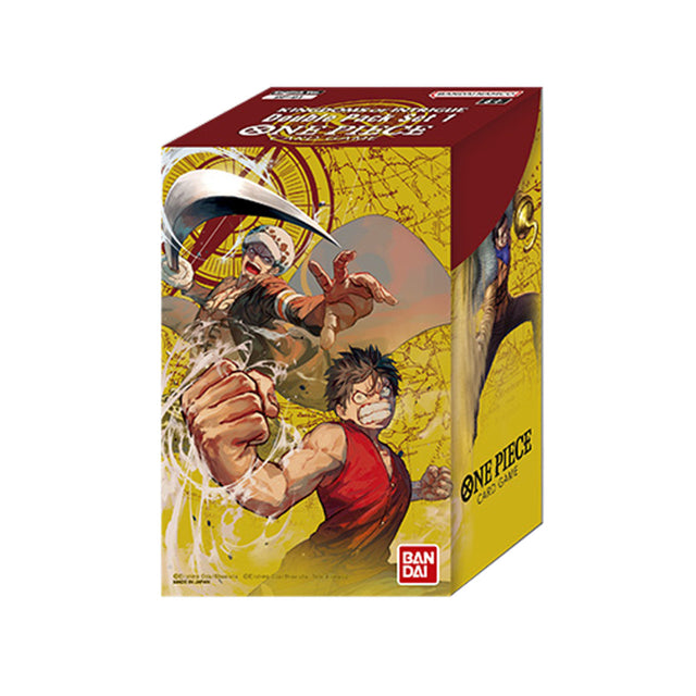 Bandai One Piece TCG Kingdoms of Intrigue Double Pack collectible trading cards, featuring vibrant character illustrations.