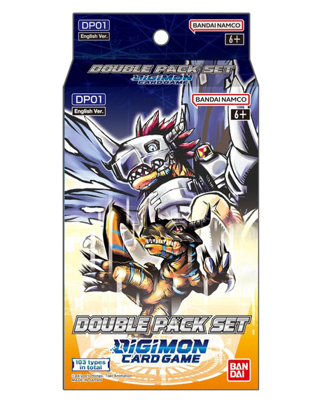 Two Digimon TCG Blast Ace Double Pack cards from Bandai's Digimon Card Game, featuring colorful artwork and digital monster designs.