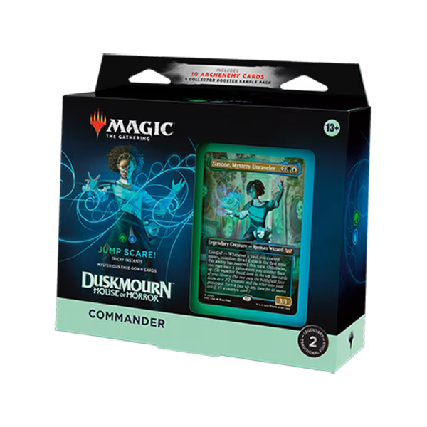 Magic: The Gathering Duskmourn: House of Horror Commander Deck by Wizards of the Coast, featuring card art and deck components.