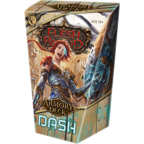 Flesh and Blood Dash I/O Armory Deck of collectible trading cards by Legends Story Studios, featuring vibrant card artwork.
