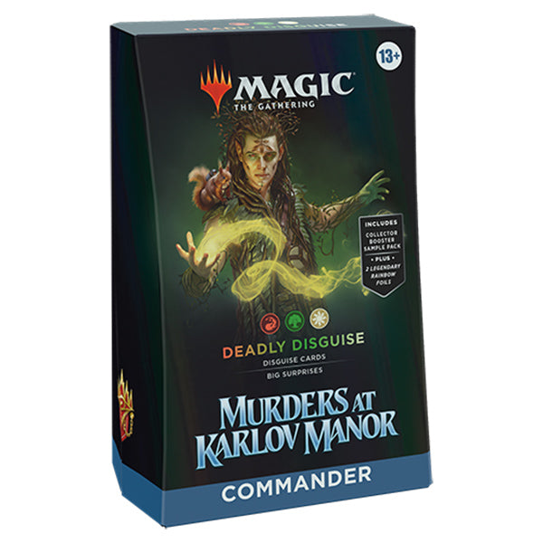 Wizards of the Coast MTG Murders at Karlov Manor Commander Deck box with artwork featuring a masked figure and mysterious scene.