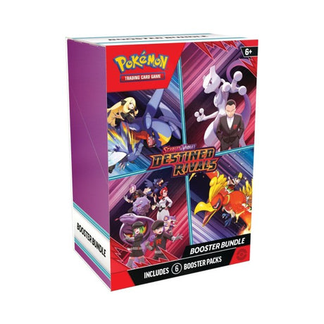 Pokémon TCG Destined Rivals Booster Bundle featuring multiple booster packs with Pokémon cards and vibrant artwork.