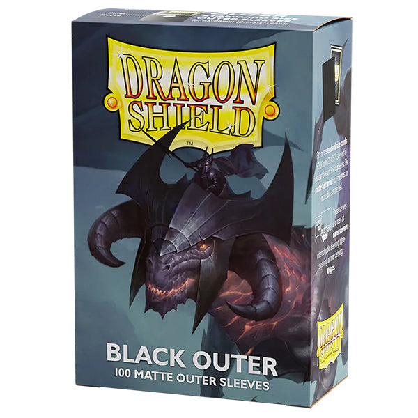 Black matte Dragon Shield outer sleeves for trading cards, featuring durable, high-quality protective card sleeves.