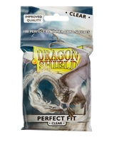 Dragon Shield clear top-loading perfect fit sleeves for trading cards, made of durable, high-quality card supplies.