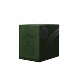 Dragon Shield Double Shell card sleeves showing transparent plastic with black backing, designed for protective card storage.
