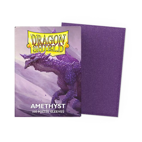 Dragon Shield Matte Amethyst standard card sleeves, purple protective deck sleeves for trading cards.