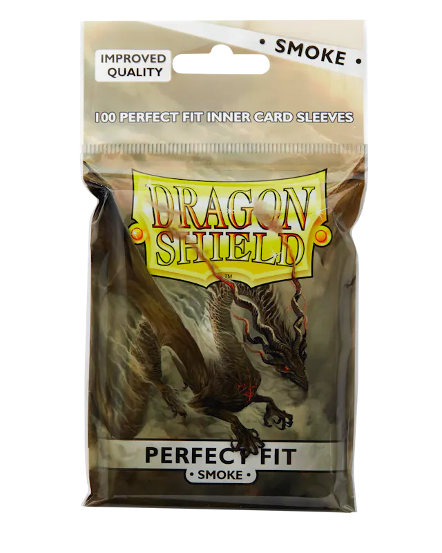 Dragon Shield Smoke toploading perfect fit sleeves for trading cards, durable card supplies with a sleek smoky finish.
