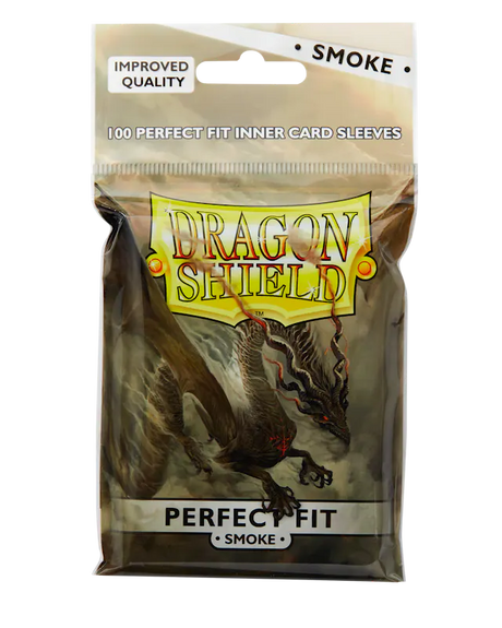 Dragon Shield Smoke toploading perfect fit sleeves for trading cards, durable card supplies with a sleek smoky finish.