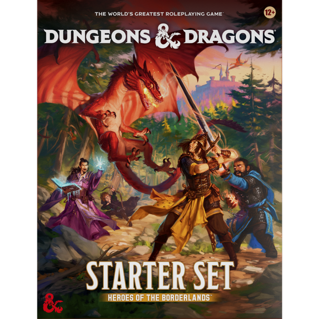 Dungeons & Dragons Heroes of the Borderlands Starter Set by Wizards of the Coast, featuring colorful game box and hero characters.