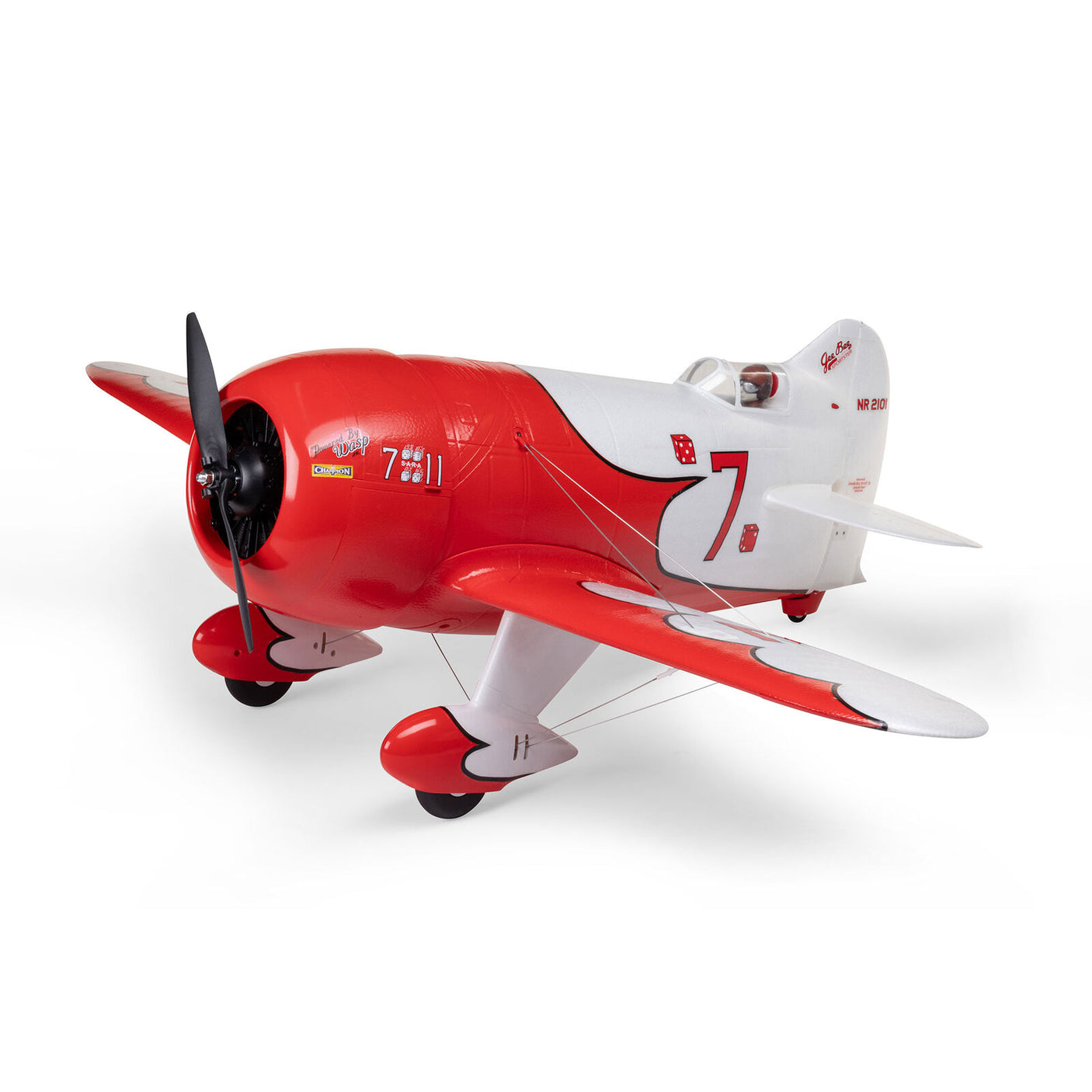 E-flite Gee Bee R-2 1.0m BNF Basic RC airplane with AS3X+ and SAFE Select system, shown in a close-up view.