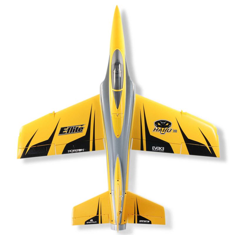 E-Flite Habu XS 80mm EDF jet model with detailed fuselage and wings, ready for RC flying and high-speed performance.
