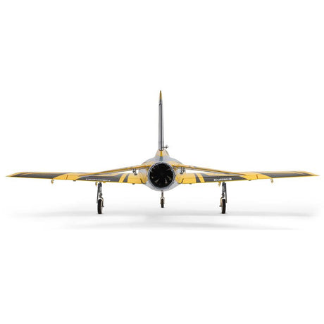 E-Flite Habu XS 80mm EDF jet model with detailed blue and white fuselage, ready for remote control flying.
