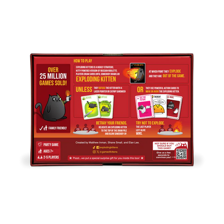 Exploding Kittens: Original Edition card game box with colorful illustrations and playful artwork on the front.