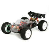 LC Racing EMB-T Pro 1/14 4WD Truggy Pro Kit with chassis, suspension, and detailed components ready for assembly.