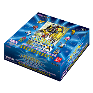 Bandai Digimon Card Game Classic Collection Booster Box with colorful booster packs and artwork from the Digimon TCG series.
