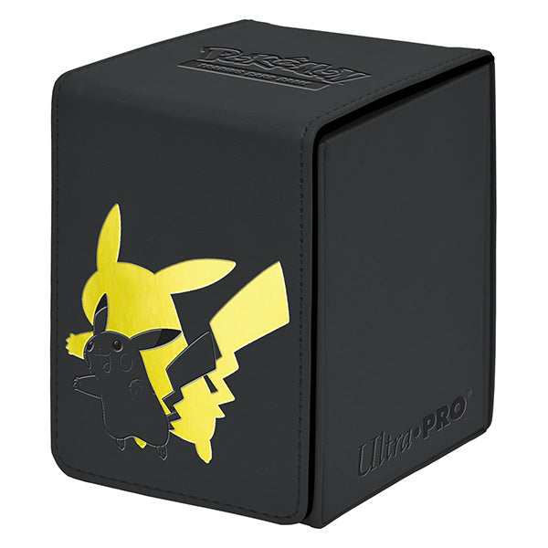 Ultra Pro Elite Series Pikachu deckbox holding over 100 trading cards, featuring Pikachu artwork for collectible card storage.