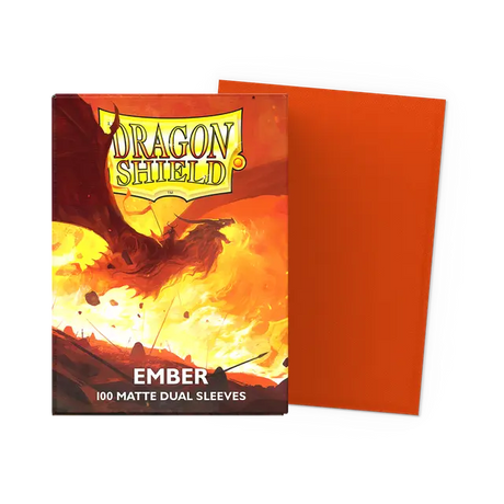 Dragon Shield Ember Dual Matte Standard Card Sleeves, colorful protective card sleeves for trading card games.