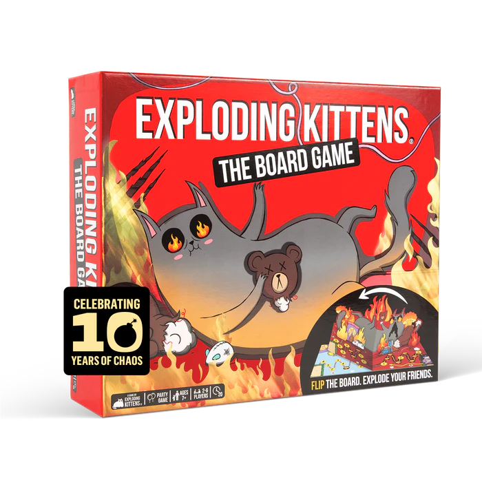 Exploding Kittens board game by Exploding Kittens featuring colorful cards and playful artwork on the game box.
