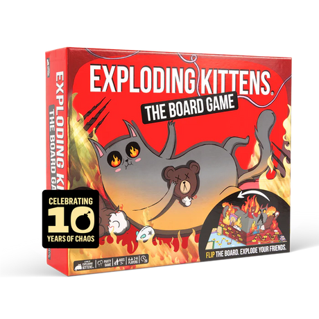 Exploding Kittens board game by Exploding Kittens featuring colorful cards and playful artwork on the game box.