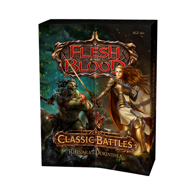 Flesh and Blood collectible trading card featuring Rhinar versus Dorinthea from Classic Battles set by Legends Story Studios.