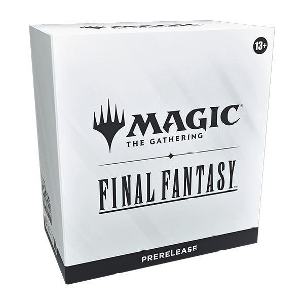 MTG Final Fantasy Prerelease Pack by Wizards of the Coast featuring trading cards and promotional materials in a colorful display.