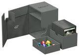 Ultimate Guard Flip'n'Tray 133+ card storage tray with Xenoskin surface in grey, designed for organizing trading cards.