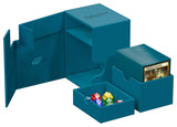Ultimate Guard Flip'n'Tray 133+ card storage tray with Xenoskin exterior in petrol color, designed for organizing trading cards.