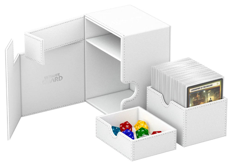 Ultimate Guard Flip'n'Tray 133+ Xenoskin card storage tray in white, featuring a sleek design for organizing trading cards.
