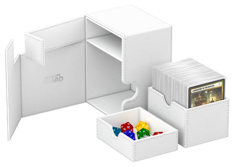 Ultimate Guard Flip'n'Tray 133+ Xenoskin card storage tray in white, featuring a sleek design for organizing trading cards.
