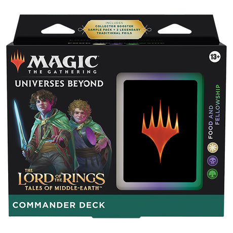 MTG Lord of the Rings Tales of Middle-Earth Commander Deck by Wizards of the Coast featuring food and fellowship-themed cards.